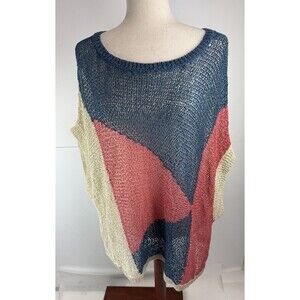 Line Knitwear $165 Tricolor 100% Cotton Top Size: Large